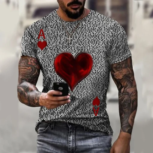 kf Sc460f212fcd14229a82425870e1e052bL Fashion Casual Printed t Shirt Vintage Summer Short Sleeve Men Clothing Ace Of Heart Print Pattern