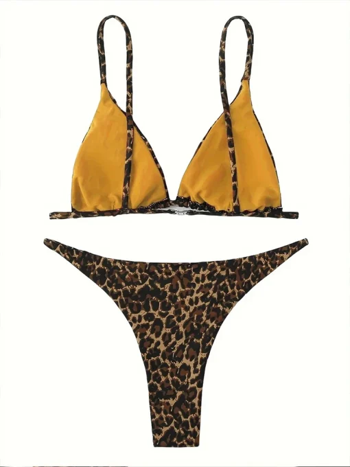 Women’s Sexy Leopard Print Bikini Set – Backless Beachwear, Push-Up Swimsuit, Low Waist, Summer 2024 - Image 5