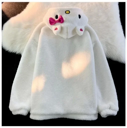 Original Sanrio Hello Kitty Lamb Wool Coat – Women’s Winter Warm Cotton Coat, Plush Thickened Casual Jacket for Students - Image 3