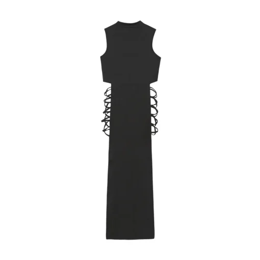 Women's Criss Cross Cut Out Sleeveless Bandage Dress – Elegant & Sexy Black Partywear - Image 3