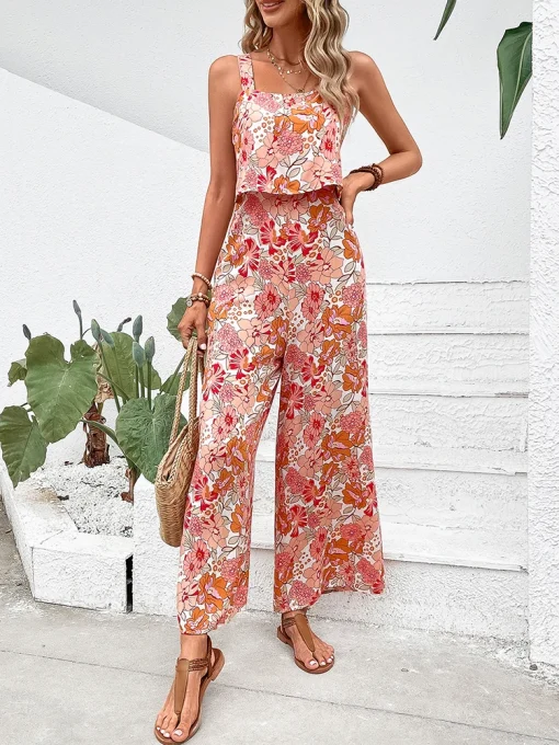 kf Sc67528edba7f4e8093ef28832510f4f71 Elegant Long Jumpsuit Women Sexy Backless Wide Leg Jumpsuits Casual Sleeveless Floral Rompers Summer Clothes For