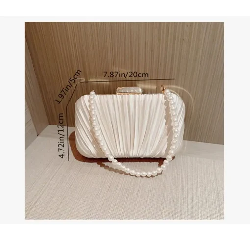 kf Sc83d0b2c17f44338a87b81ee2711e0b4v Silk Evening Bag Women Elegant Fashion Banquet Clutch Pearl Chain Shoulder Bags Luxury Purse Female Wedding