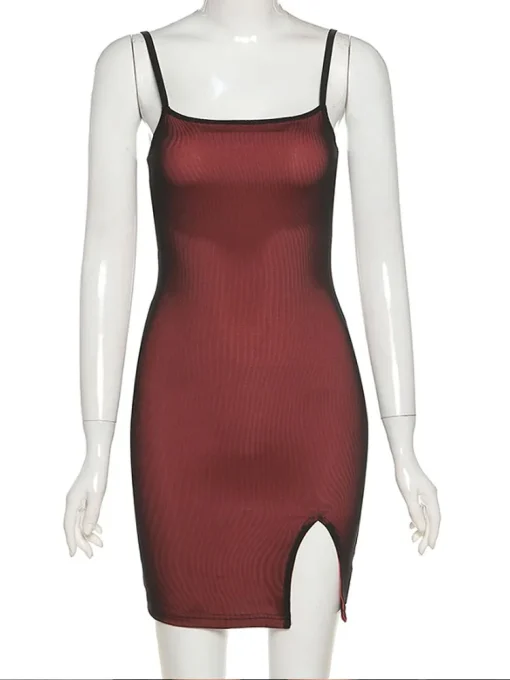 Sexy Mesh Double Layer Bodycon Dress | Sleeveless Bandage Mini Dress for Women | Trendy Split Party Clubwear 2023 - Image 4