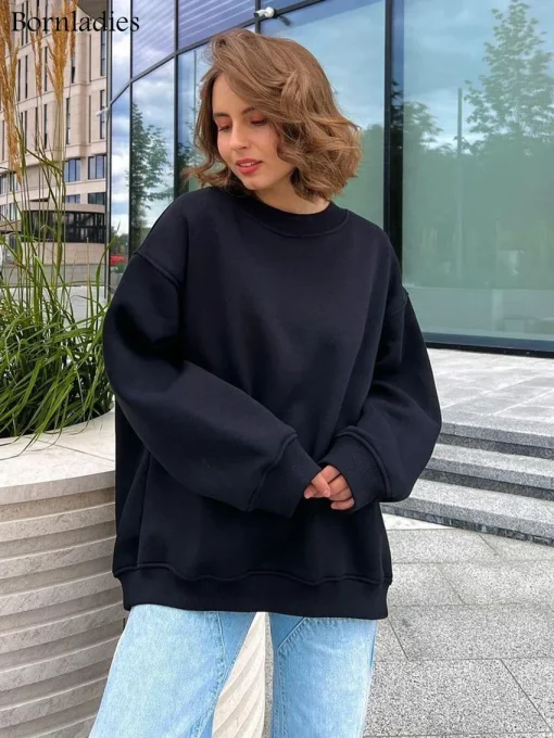 kf Scadd5e0aea9d491eb95bafaa6df6f8fal Bornladies Oversized Hoodies Sweatshirts for Women Autumn Winter Thick Warm Fleece Sweatshirt Girls Streetwear Loose Pullovers