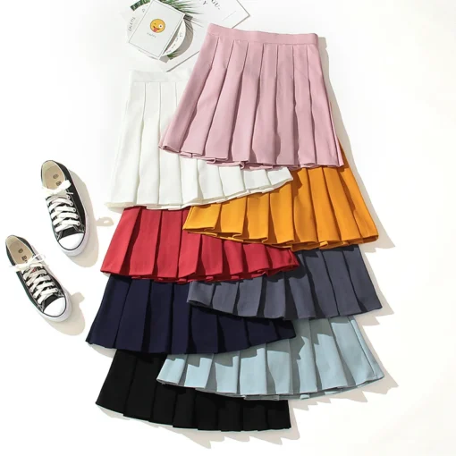 kf Scb59c2d49c9c4808b5abca4099f00ccaq High Waist Pleated Kawaii Harajuku Skirts Women Girls Lolita A line Sailor Large Size Preppy School