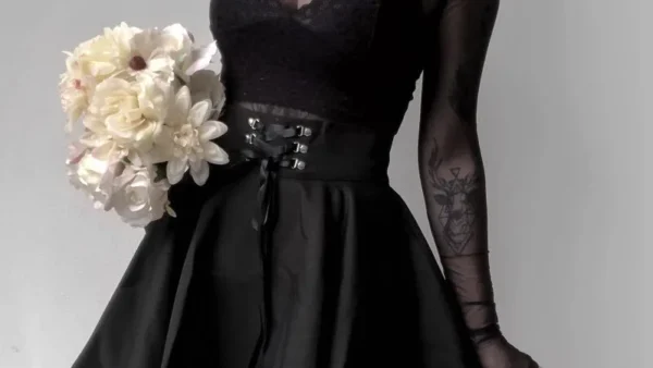 kf Scc241de36f97470ebffd7bb09d4f5b5bm Gothic Black Skirt Japanese Style Hipster Black JK Bubble Women s Lace up Back Zip Ins