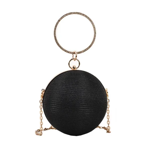 kf Scf7d303865c74580b8246d9fc513a646k Circular Ring Portable Evening Bags Metal Sliver Round Ball Handbags For Lipstick Elegant Luxury Clutch Purse