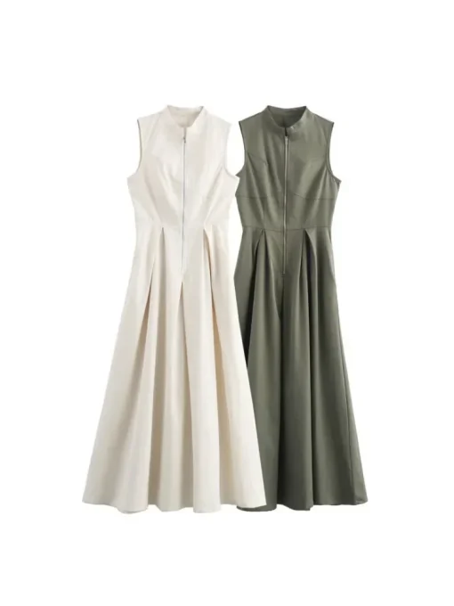 Elegant Sleeveless A-Line Dress for Women – Timeless Minimalist Style - Image 6