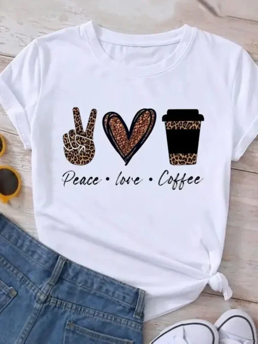 kf Sd2ad1eee845f4a35a129bb3409d75d0bt Graphic T Shirt Clothing Coffee Leopard 90s Summer Short Sleeve Women Print Casual Fashion Clothes Tee