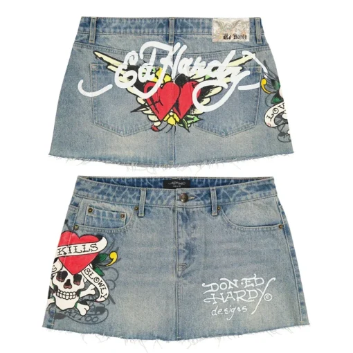 kf Sd3b28d9820984d5484a9f7c4b7d73404l Vintage Hip Hop Sexy Hot Girl Blue Wash Denim Skirts Y2k Letter Print Gothic A Line