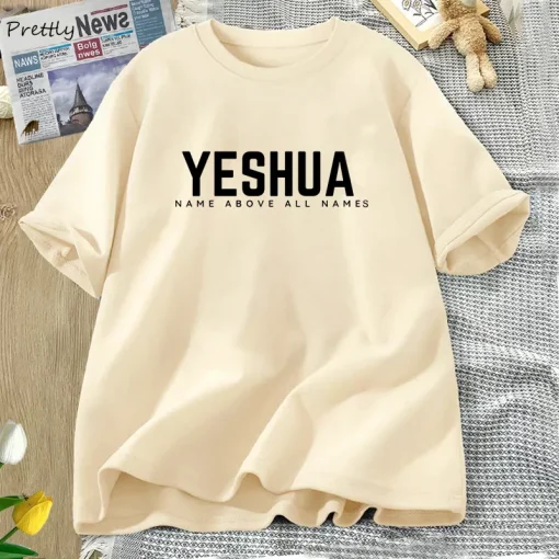 Vintage Yeshua Christian T-Shirt | Women’s Faith Shirt | Jesus Cotton Short Sleeve Letter Print Tee | Unisex Streetwear God Tops