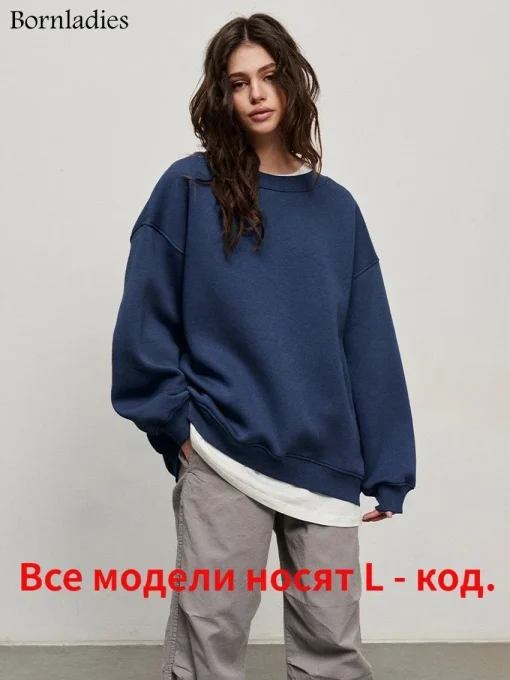 kf Sd4ab08a81d1441efa98cac979cab13a4A Bornladies Oversized Hoodies Sweatshirts for Women Autumn Winter Thick Warm Fleece Sweatshirt Girls Streetwear Loose Pullovers