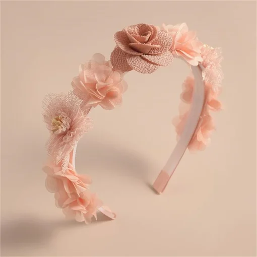 kf Sd4f932eeadb04ffe9f63d6fa8f6403c6C New ladies child princess Handmade Flower Girls Headbands Cute Pearl Feather Wedding Crown Princess Dance Party