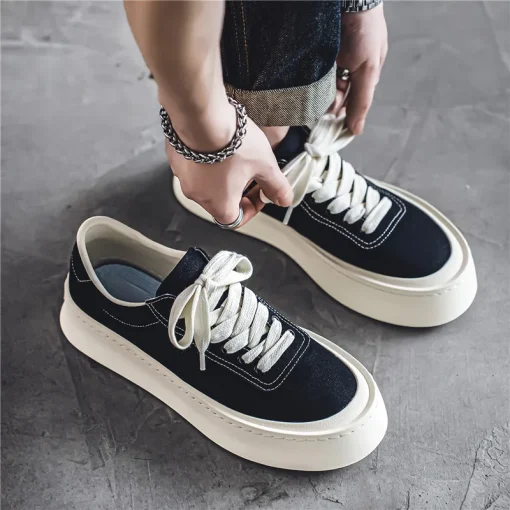 kf Sd92e2c396e164aa29469eac2396f3fc1A Canvas Shoes for Men Fashion Shoes 2024 New Casual Sports Wear resistant Breathable Trendy Men s