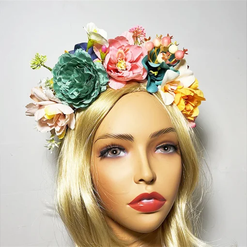 kf Sd9dc28108d004a7cac5494241befe259J New Fashion personality Boho Flower Crowns Headband For Women Faux Floral Hairband Wedding Art Photography Hair