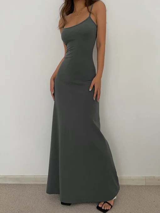 2025 Summer Backless Spaghetti Strap Maxi Dress – Elegant & Sexy Slim-Fit Casual Style - Image 2