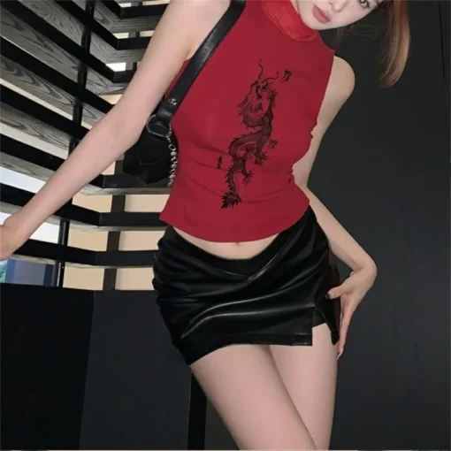 kf Sda5995f51792402cb91124aee3294a78e Women s Turtleneck T Shirts Sleeveless Slim Sexy Tshirts Female Tops Tees 2024 Spring Summer New