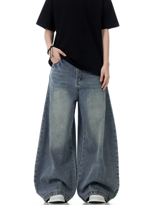 Women's High-Waist Baggy Jeans – Y2K Vintage Style - Image 3