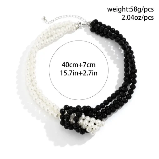 kf Sdc54eb83c3754e64be5ef61dc0e9fcf1p Fashion Black White Imitation Pearl Patchwork Chain Necklace For Women Female Vintage Sexy Multilevel Bead French