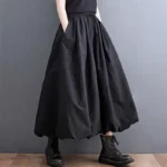  Sdd3a6f27f Vintage Loose Skirt Women Solid Color