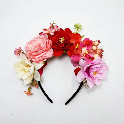 kf Se036b328422649738f78642bba9b2cf5h New Fashion personality Boho Flower Crowns Headband For Women Faux Floral Hairband Wedding Art Photography Hair