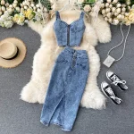  Se26e26ddd Denim Skirt Set Women Sexy Camisole