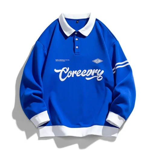 Men's Oversized Streetwear Sweatshirt - Contrasting Colors, Baseball Hoodie - Image 3