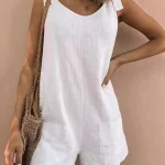  Se3ff9b189 Summer Solid Cotton Linen Playsuits Casual