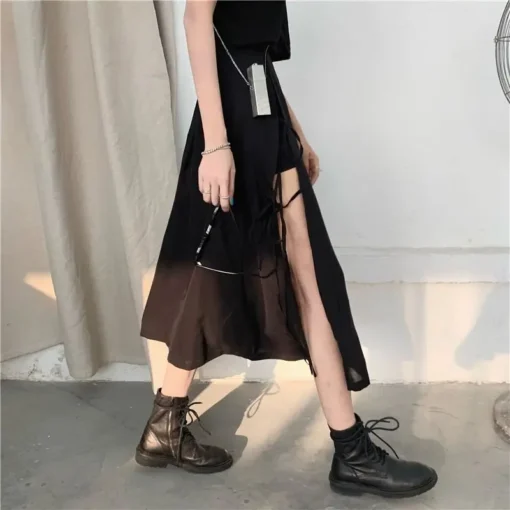 kf Se81e1757ccb4425a97a18575b0bba58d8 Long Skirt Women Solid Simple All Match High Waist Womens Korean Fashion Females Casual Comfortable Vintage