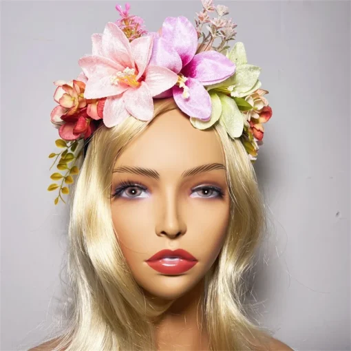 kf Se8f23d977ed240dc9287cdc3eb67fa6eU New Fashion Women Wedding Headband Girls Boho Flowers Headwear Children Hair Bands Hair Accessories Bride Wreath