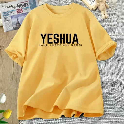 Vintage Yeshua Christian T-Shirt | Women’s Faith Shirt | Jesus Cotton Short Sleeve Letter Print Tee | Unisex Streetwear God Tops - Image 6