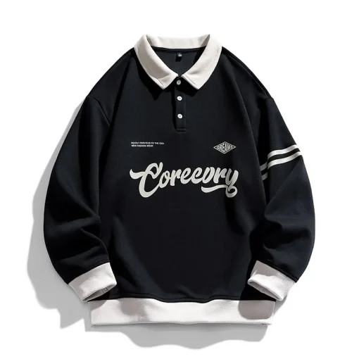 Men's Oversized Streetwear Sweatshirt - Contrasting Colors, Baseball Hoodie - Image 2