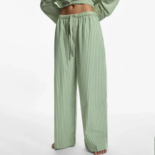 kf Seacd7e1456a14885882ad4491cc2ef38A Fashion Women Y2K Oversized Wide Leg Pants Casual Stripe Print Loose Elastic Trousers with Pockets for