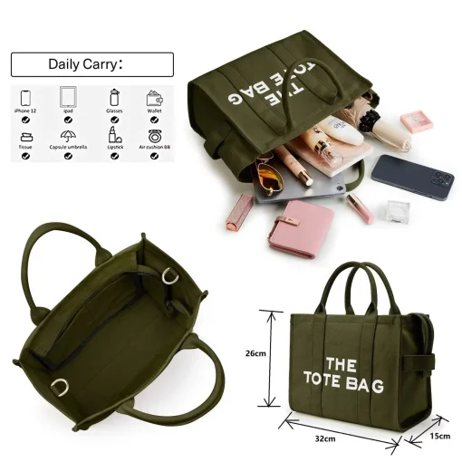 kf Sec3e38d68a04447f86d13343228be97cT THE TOTE BAG Designer Fashion Handbag Shoulder Strap Crossbody Handbag Adjustable Large Capacity Canvas Women s