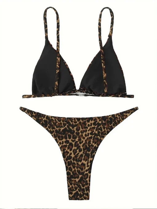 Women’s Sexy Leopard Print Bikini Set – Backless Beachwear, Push-Up Swimsuit, Low Waist, Summer 2024 - Image 6