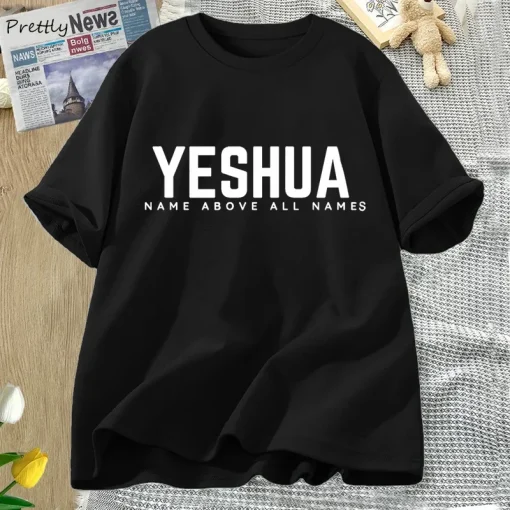 Vintage Yeshua Christian T-Shirt | Women’s Faith Shirt | Jesus Cotton Short Sleeve Letter Print Tee | Unisex Streetwear God Tops - Image 2