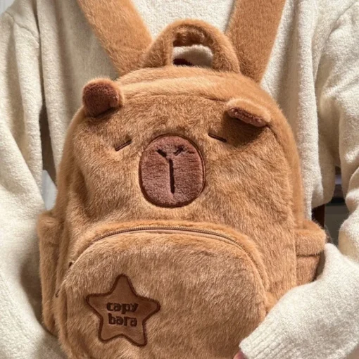 kf Sf1e36cba2bc84c86934424832b80d4f9C Capybara Plush Backpack Kawaii Fashion Plushie Doll Fur Bag Children s Bag Shoulder Bag Mini Knapsack