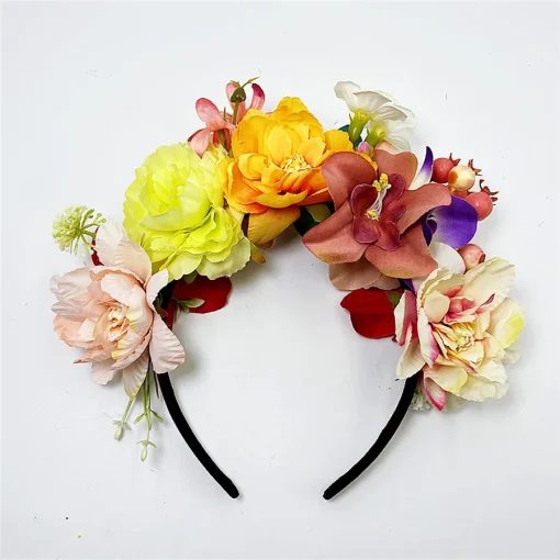 kf Sf246745ea10b48f58303f31718bf43f23 New Fashion personality Boho Flower Crowns Headband For Women Faux Floral Hairband Wedding Art Photography Hair