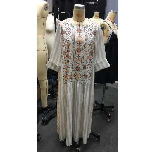 kf Sf2f2bad6e71e42dfbe26ad4438454695j Women Casual Long Dress Long Sleeve Print Lady Apring Summer Clothing Loose Round Neck Female Ramadan