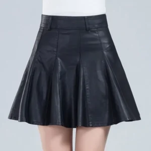 kf Sf48e16644e0945429500ed061ed190ed5 Woman Skirts Elegant Plus Size New Fashion Korean Style Genuine Real Leather Skirts High Waist Mini