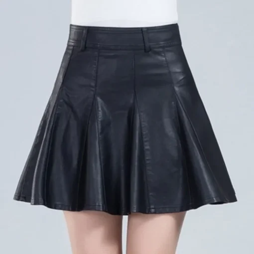 kf Sf48e16644e0945429500ed061ed190ed5 Woman Skirts Elegant Plus Size New Fashion Korean Style Genuine Real Leather Skirts High Waist Mini