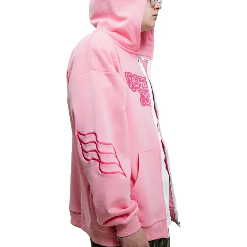 Y2K Zip-Up Hoodie - Embroidered Letter Art, Oversized Streetwear - Image 6