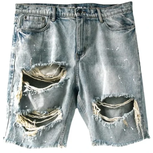 2023 Spring Summer Fashion Denim Shorts for Men – Vintage Hollow Out Ripped Design Straight Jean Shorts | Streetwear Trend - Image 4