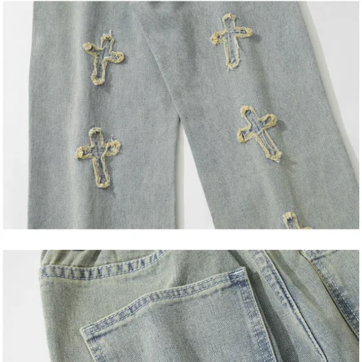 Men’s Yellow Mud Dyed Cross Jeans - High Street Wide Leg - Image 2