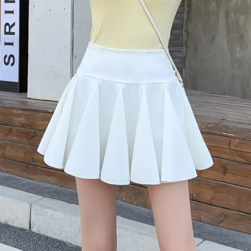 kf Sf99aac691c344cf3bedf7cd2b44bde4c4 Korean Style Women s Pleated Skirt Mini High Waist Japanese Wardrobe Malfunction proof Dancing Skater Skirt