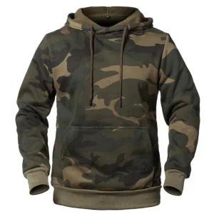 Men’s Winter Camouflage Fleece Hoodie, Casual Pullover, Plus Size 2XL