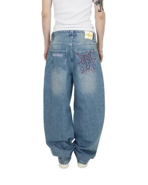 kf Sfe27b889df144a2980ef9c2501c58d9dV Hip Hop Letter Embroidery PROTECT Streetwear Jeans Y2K Pants Women Harajuku Vintage Blue Baggy Jeans High