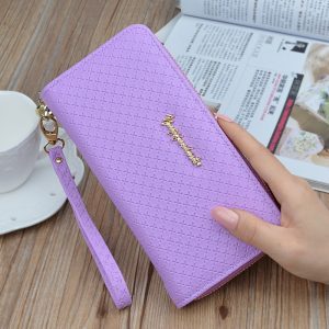 ladies zipper purse large capacity practical hand wallet woman pu leather fashion female long section wallet 1
