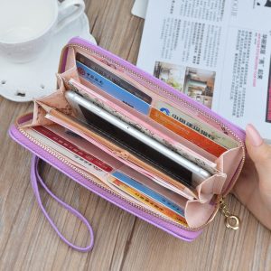 ladies zipper purse large capacity practical hand wallet woman pu leather fashion female long section wallet 3