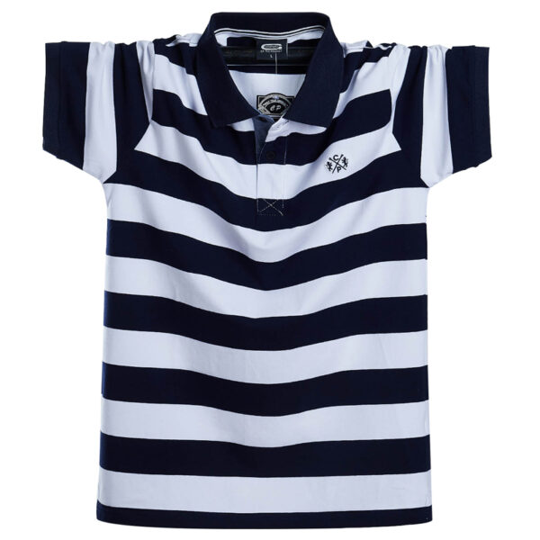 Men Polo Shirt Summer Men Casual Breathable Plus Size Striped Short Sleeve Polo Shirt Cotton Business 2